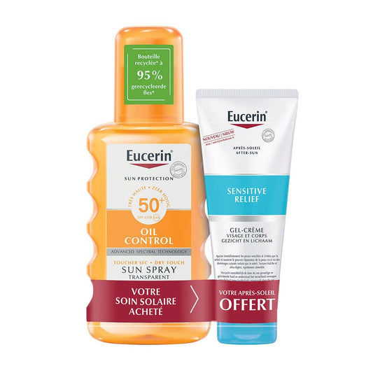 Eucerin Sun Protection Duo Sun Oil Control transparent SPF 50 + Mini SUN SENSITIVE RELIEF After-Sun OFFERED