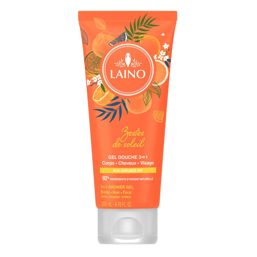 Laino Sunny Zest 3-in-1 Shower Gel with organic citrus 200ml (6,76fl oz)