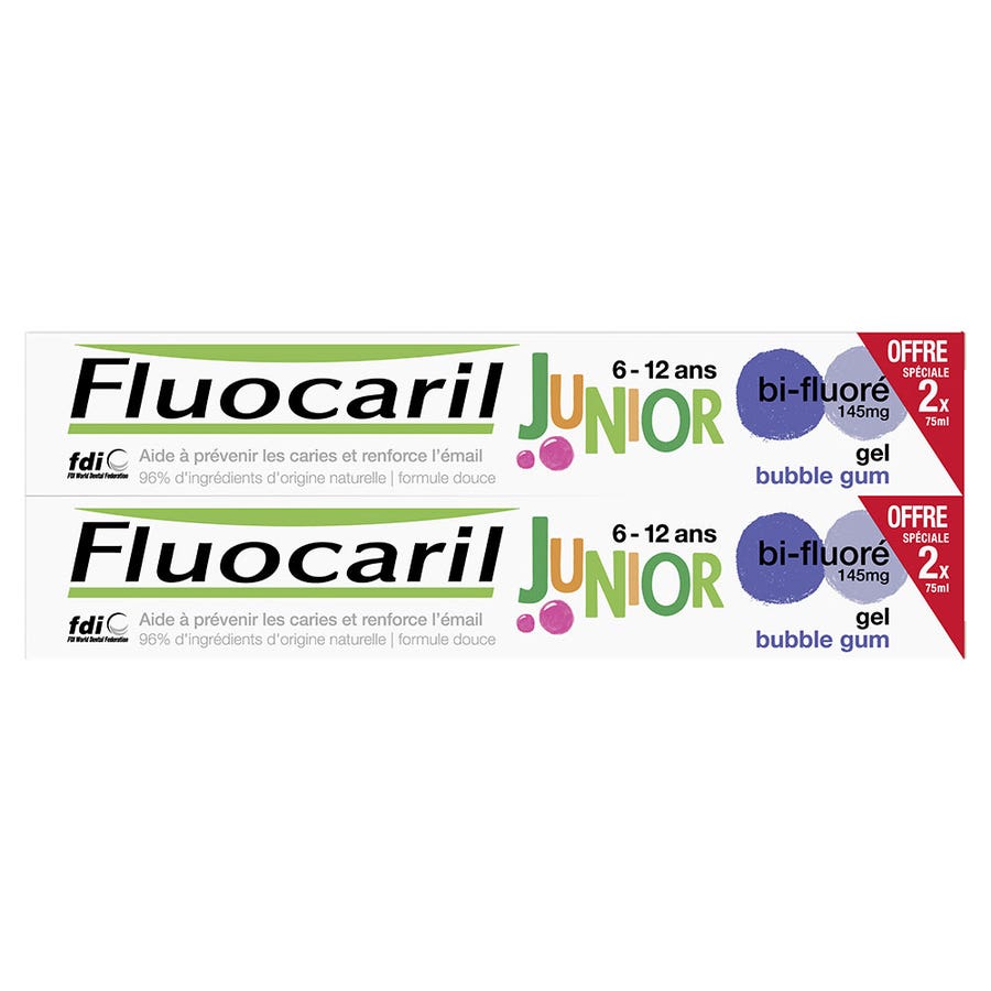 Fluocaril Toothpaste Junior 6-12 years Gel Bubble 75ml x2 (2.53fl oz x2)