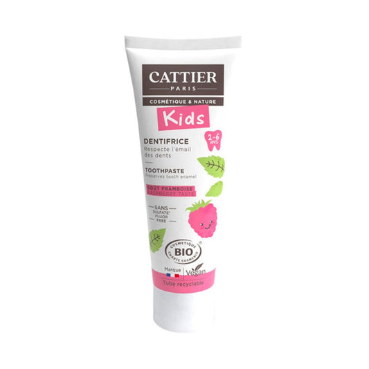 Cattier Toothpaste Organic Raspberry Kids Toothpaste 2-6 Years Old 50ml (1.69fl oz)