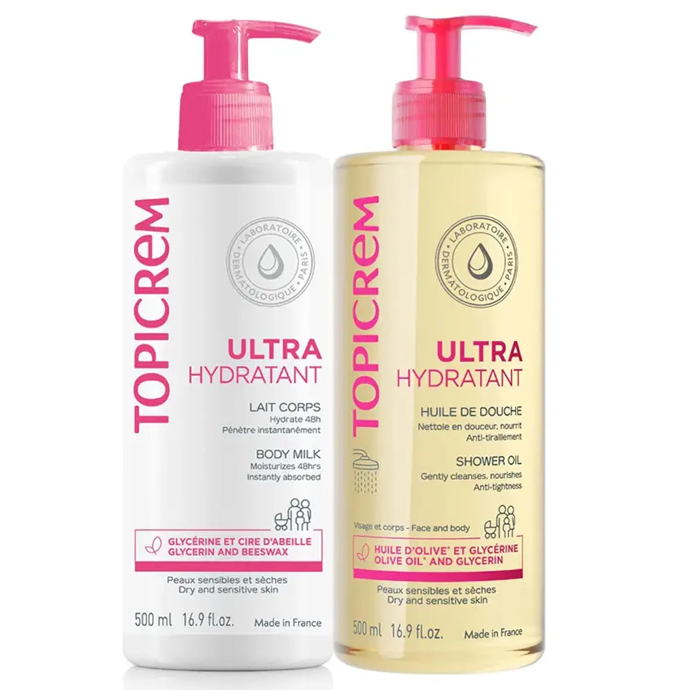 Topicrem Ultra-Hydrating Body Lotion + Shower Oil 2x500ml