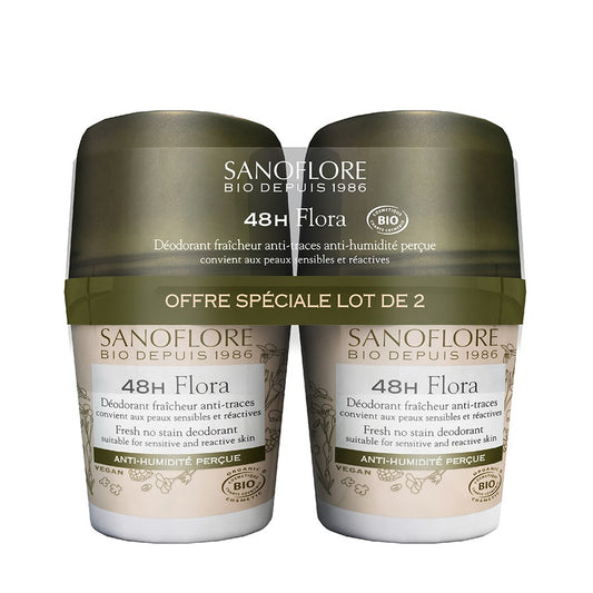 Sanoflore Deodorants 24h Organic Roll-On DUO Nuage De Fraicheur 2x 50ml (1.69fl oz)