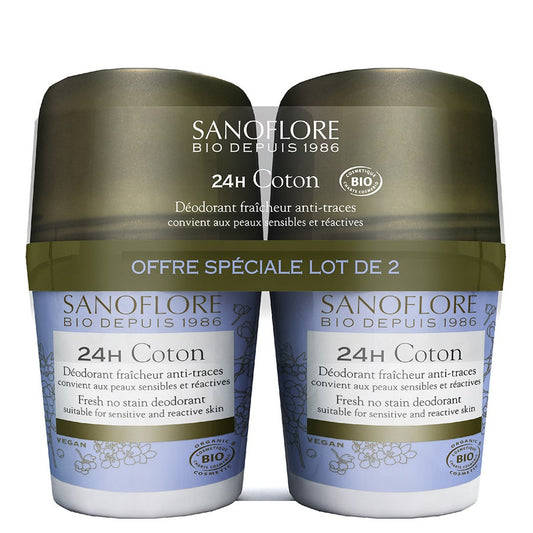 Sanoflore Deodorants 24h Protection Organic Pureté de Lin 2x 50ml (1.69fl oz)