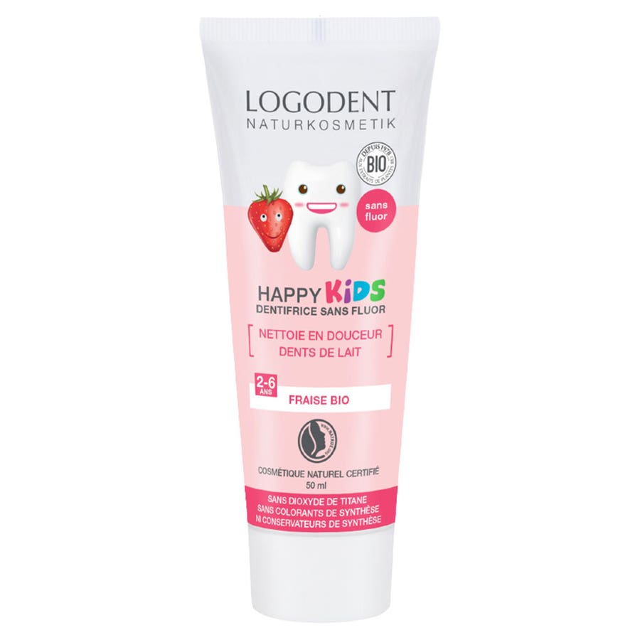 Logona Toothpaste gel Happy Kids organic Strawberry without fluoride 50ml (1.69fl oz)