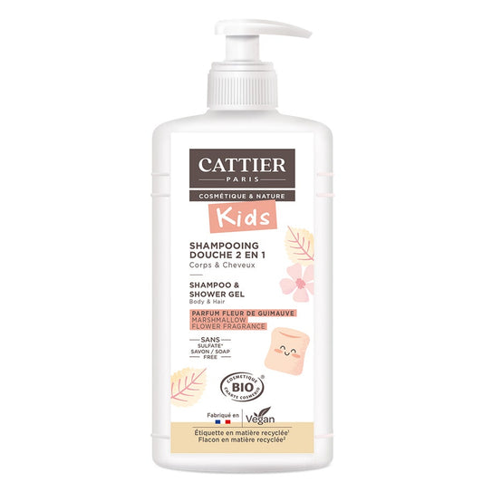 Cattier Shower Gel Shampoo 2 in 1 Marshmallow flower 500ml (16.91fl oz)