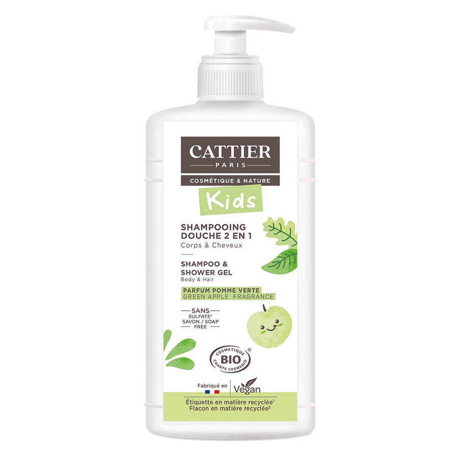 Cattier Shower Gel Detangling Shampoo 2-in-1 500ml Green Apple Fragrance Cattier