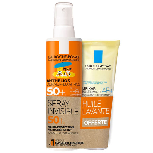 Invisible SPF50+ Perfumes Free Spray 200ml + Lipikar 100ml Free Cleansing Oil Anthelios Dermo-Pediatrics La Roche-Posay