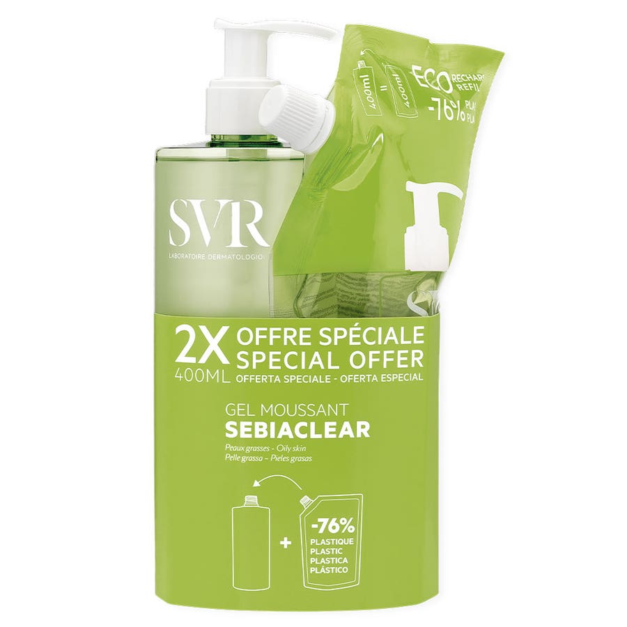 Foaming Gel 400ml + Refill 400ml Sebiaclear Oily Skin Svr