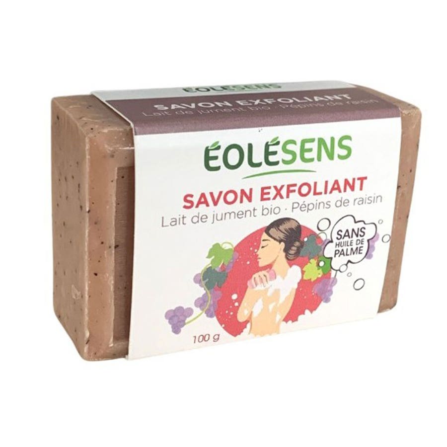 Savon Exfoliant 100g Lait de Jument Bio et Pépins de Raisin Eolesens