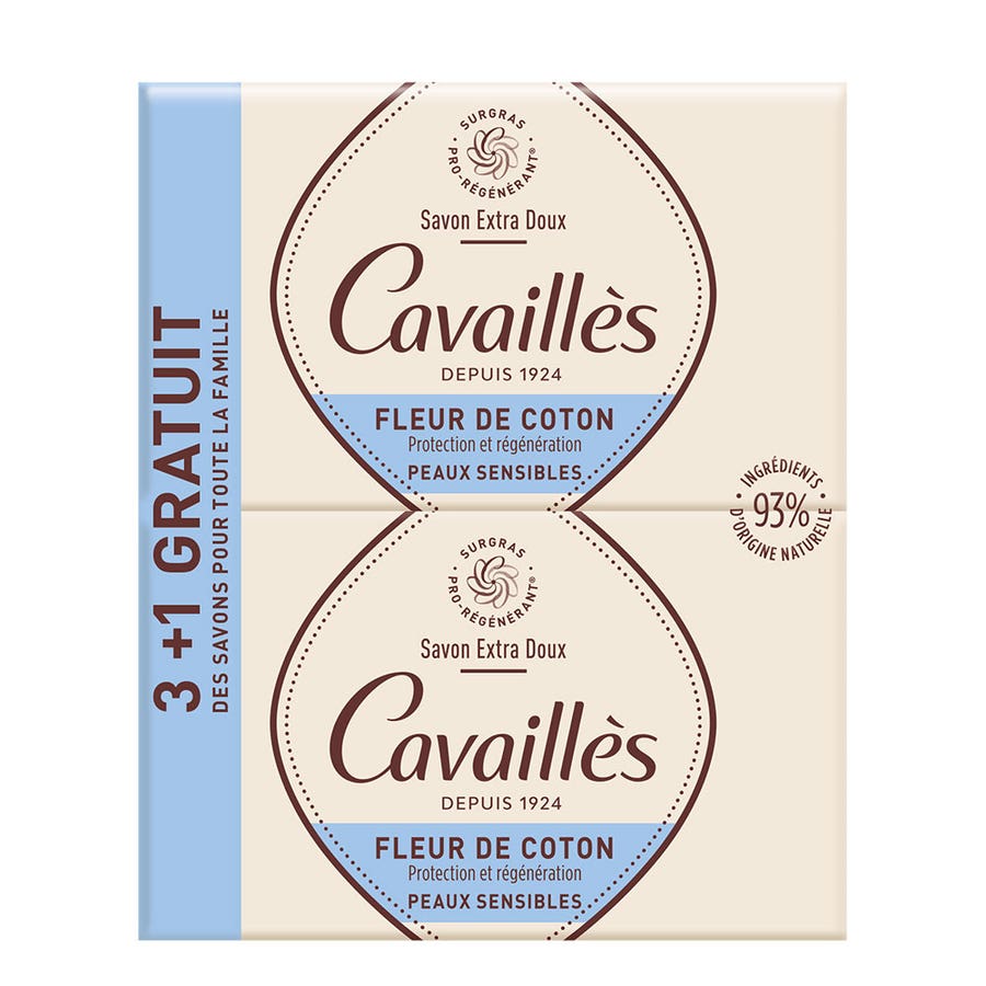 Savon Fleur De Coton 4x250g Extra Doux Rogé Cavaillès