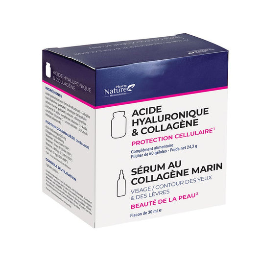 Acide hyaluronique & collagène + Sérum au Collagène Marin Offert 60 capsules Nature Attitude