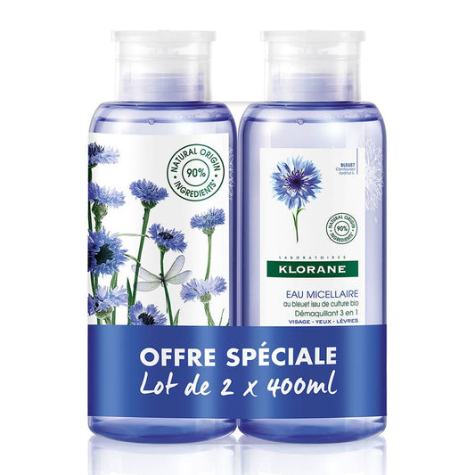 Micellar Water Cornflower Ritual 2x400ml Bleuet Face Eyes Lips Klorane