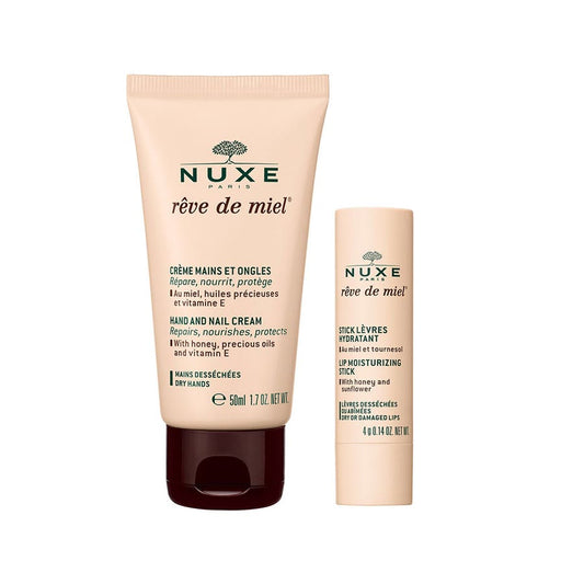 Hand And Nail Cream + Moisturizing Lipstick 30ml Reve De Miel Nuxe