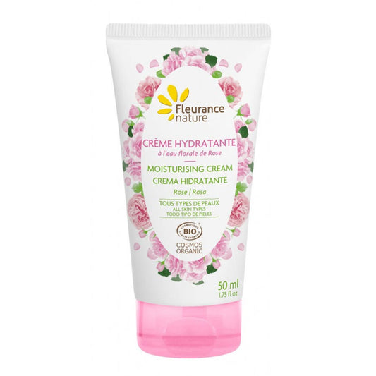 Organic ROSE FLORAL WATER MOISTURIZING CREAM 50ml All skin types Fleurance Nature