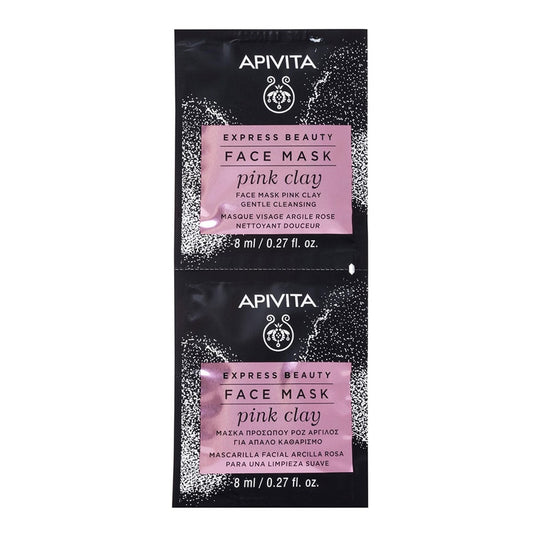 Pink Clay Gentle Cleansing Face Mask 2x8ml Masque Visage Apivita