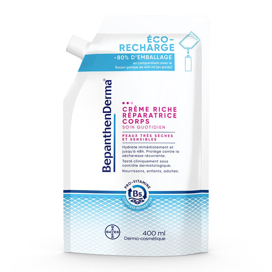 Eco-Recharge Rich Body Repair Cream 400ml Derma Peaux Très Sèches et Sensibles Bepanthen